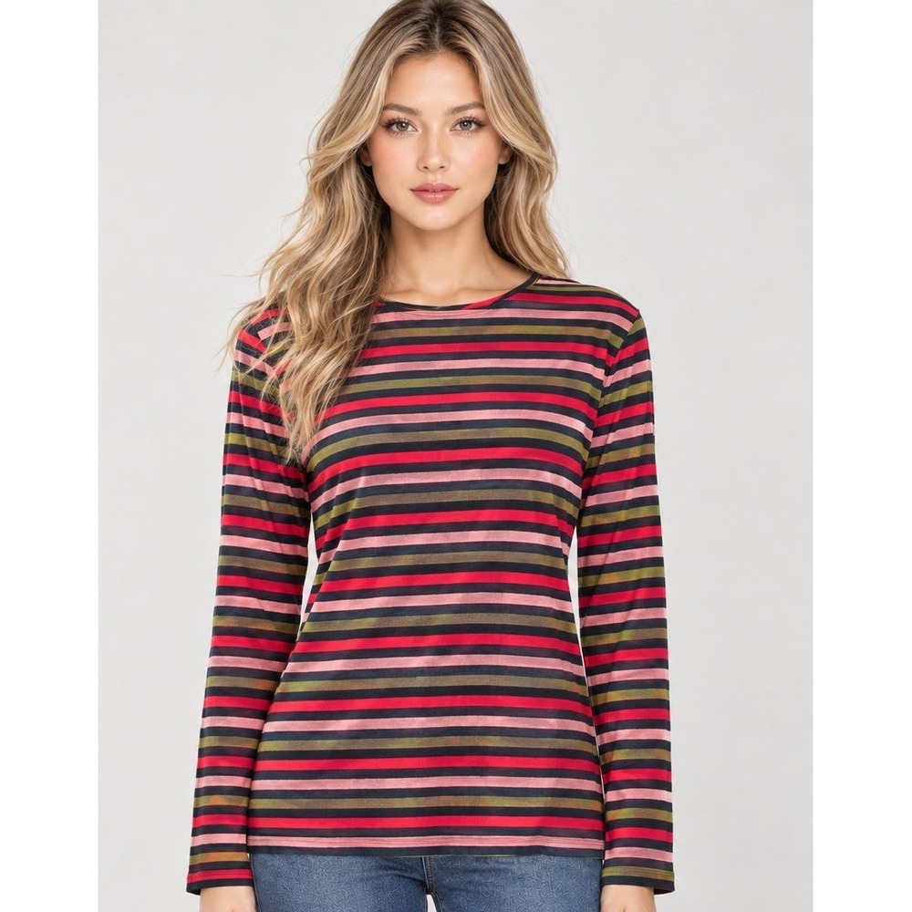 Seasalt Cornwall The Sailor Shirt Organic Cotton Striped Top Womens 16 Red Green